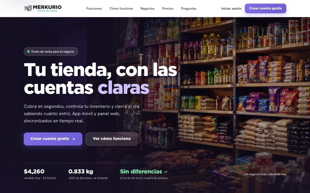 Merkurio — captura del producto